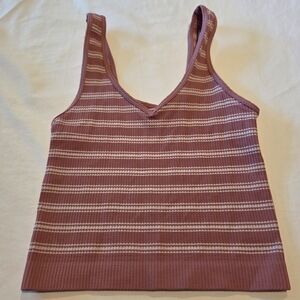 Full Tilt Striped Mauve Ribbed Cropped Tank Top - Women